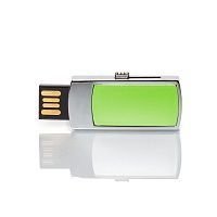 MN003 флешка металлическая с пластиковой вставкой зеленая 4GB