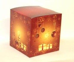 Коробка для кружки новогодняя красная, с ёлочными шарами